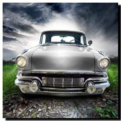 Vintage Coupe Car, Original - Light Grey Wall Art