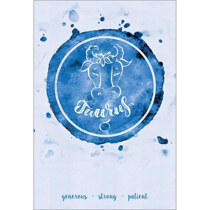 Taurus Zodiac Watecolour, Blue Wall Art