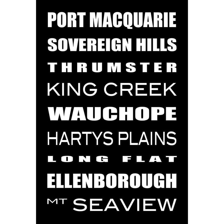 Bus Scroll Port Macquarie West Black and White Wall Art